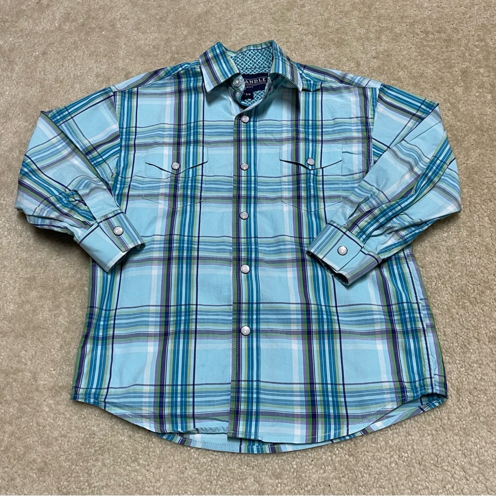 Boy’s Pearl Snap Long Sleeve Shirt - Panhandle Select - 100% Cotton - Size: S/ 6
